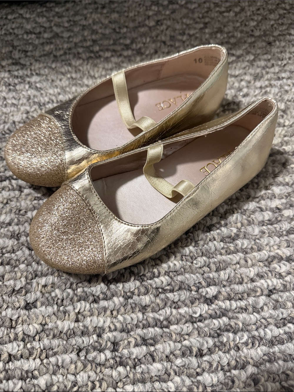 The Children's Place Gold Glitter Toe Ballet Flats